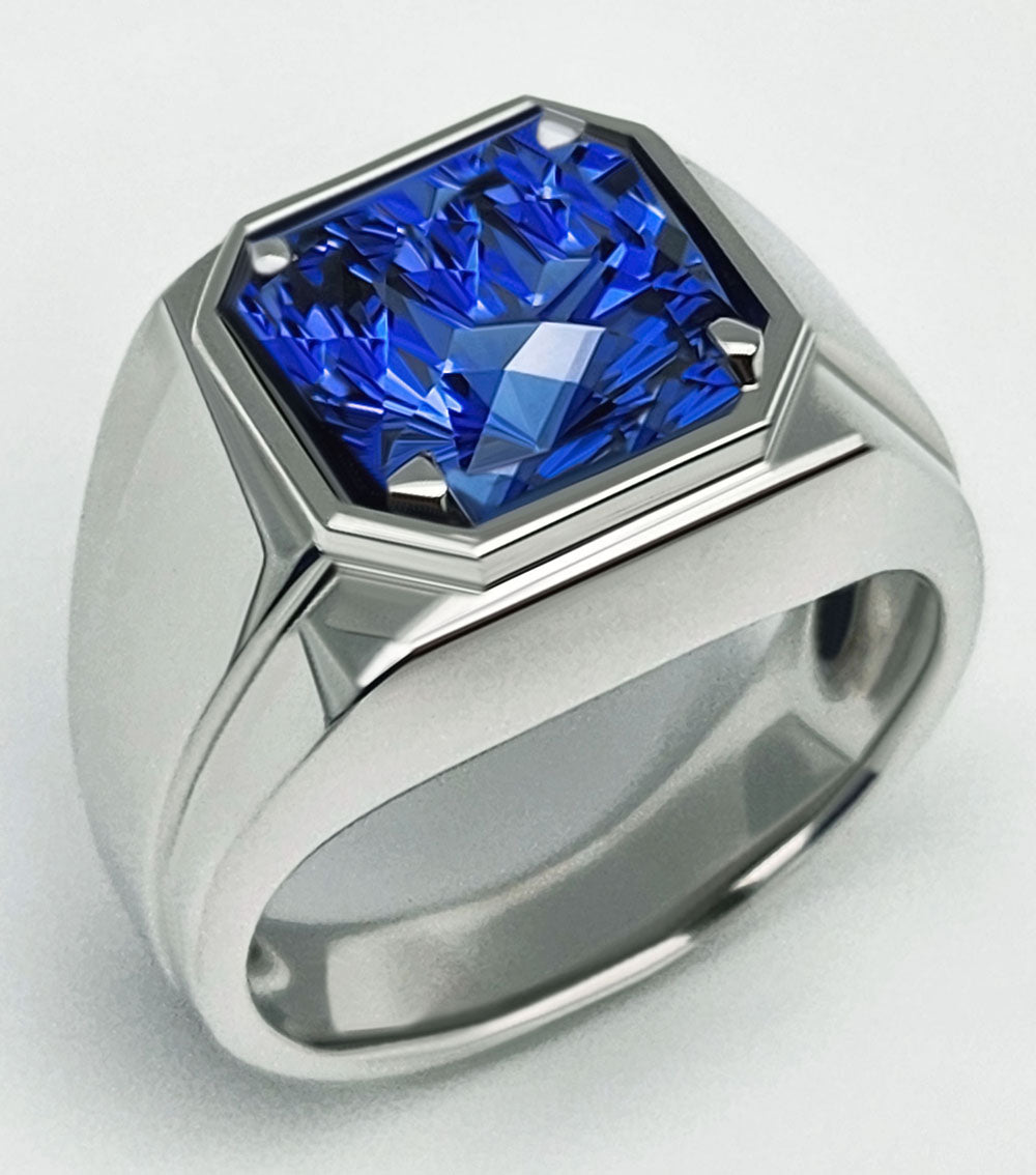 4.62ct Tanzanite 18k White Gold Mens Solitaire Ring