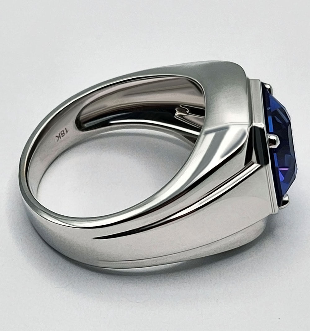4.62ct Tanzanite 18k White Gold Mens Solitaire Ring