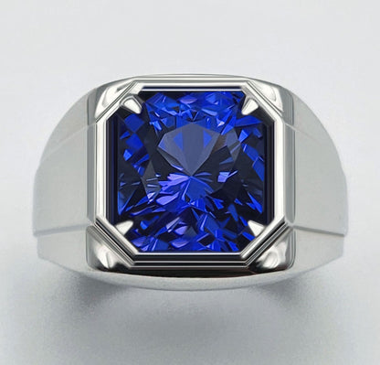 4.62ct Tanzanite 18k White Gold Mens Solitaire Ring