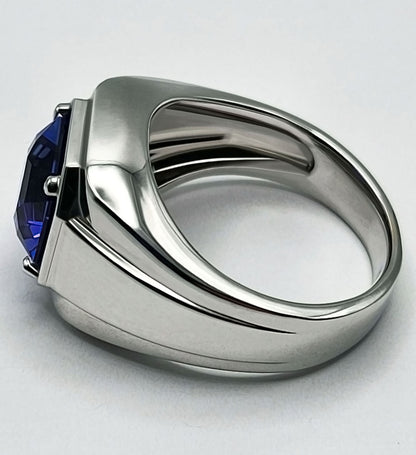 4.62ct Tanzanite 18k White Gold Mens Solitaire Ring